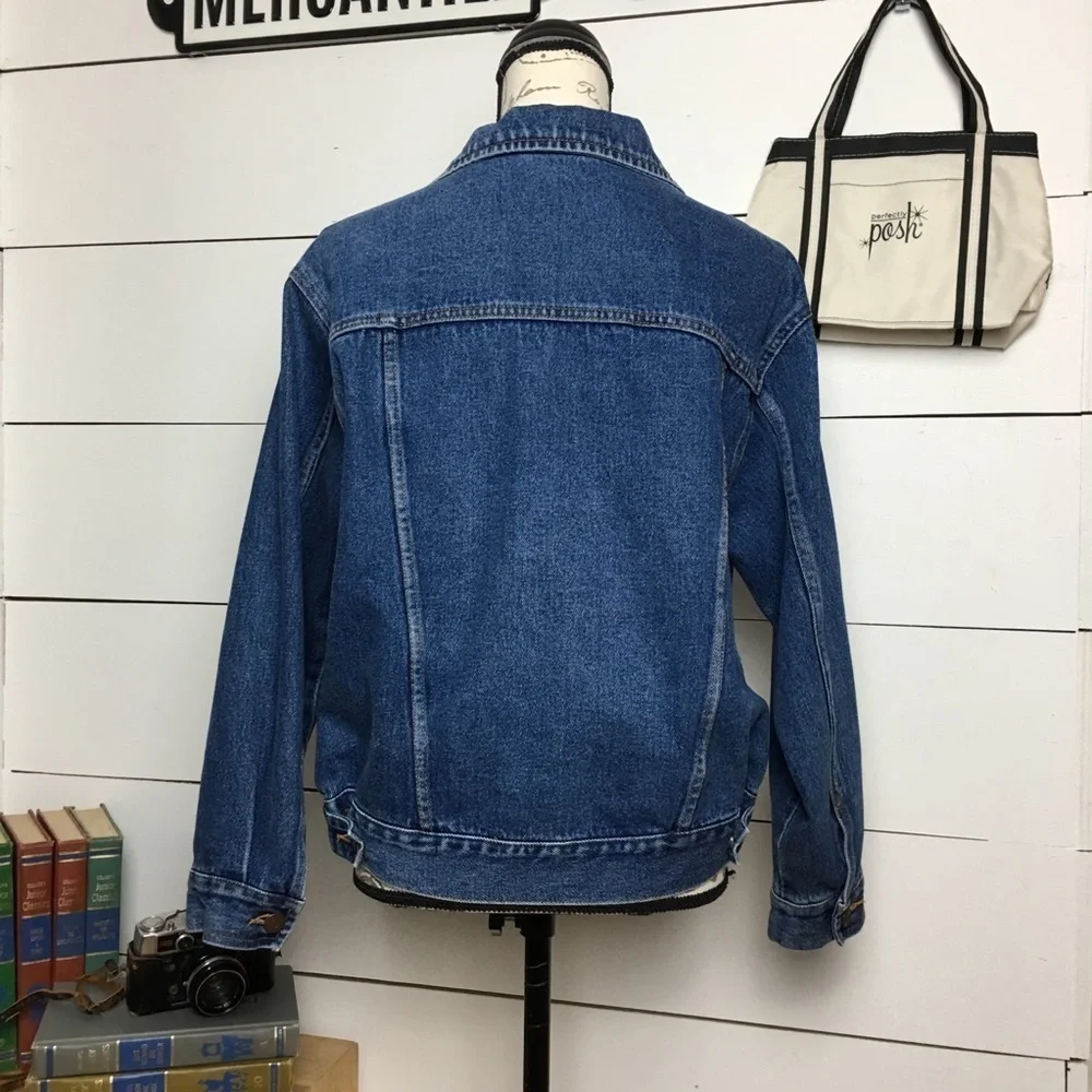Vintage 90s Bill Blass Denim Trucker Jacket 100% Cotton Americana Blue Jean Coat - Picture 8 of 8